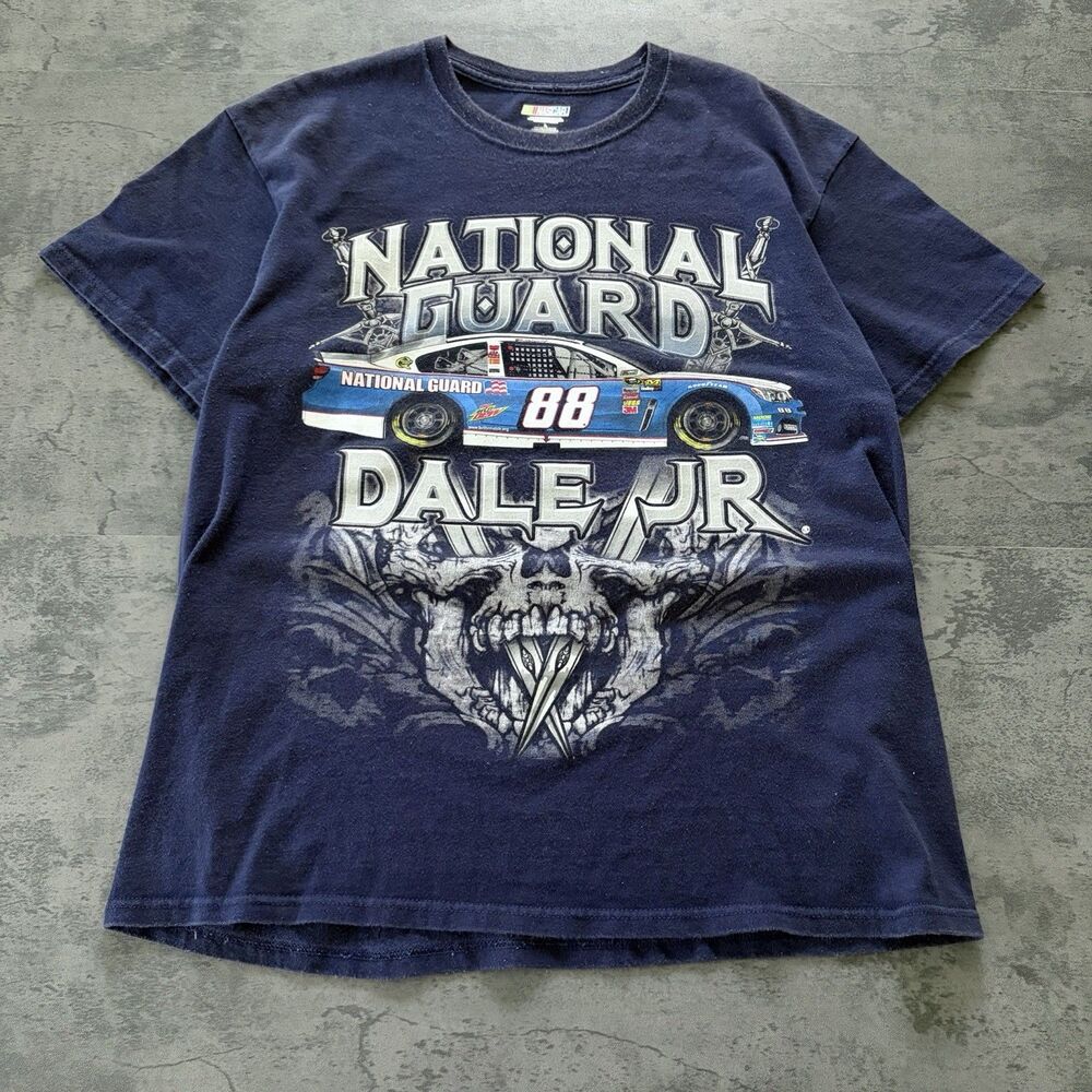 VTG Grunge Big Print Nascar Dale Earnhardt Jr 88 T Shirt Large 90s Y2k Faded